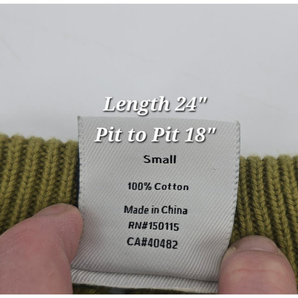 Varley Hester Knit Crew Small Olive Green Cotton Open Knit Lightweight Sweater - Picture 3 of 8